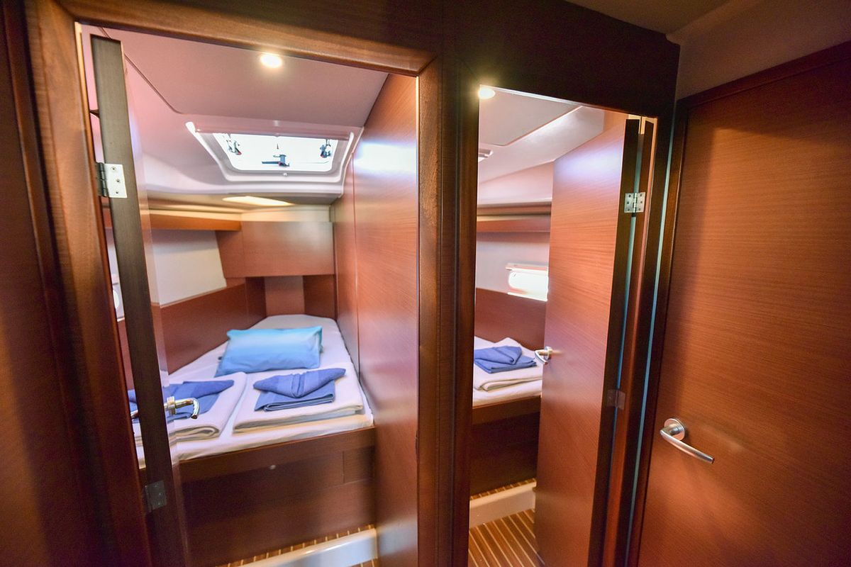 Cabin on Gobun, a Hanse Yachts Hanse 458 sailboat at Fethiye, Turkey