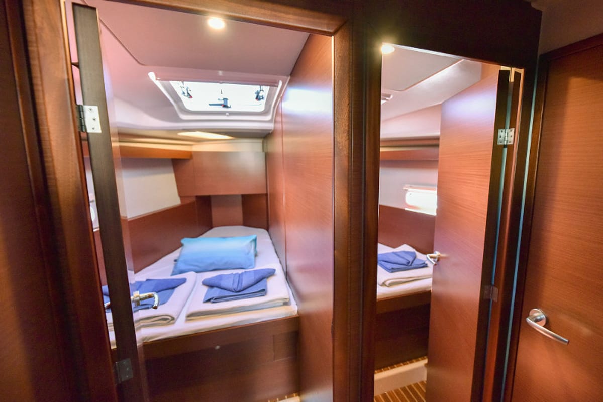 Cabin on Gobun, a Hanse Yachts Hanse 458 sailboat at Fethiye, Turkey