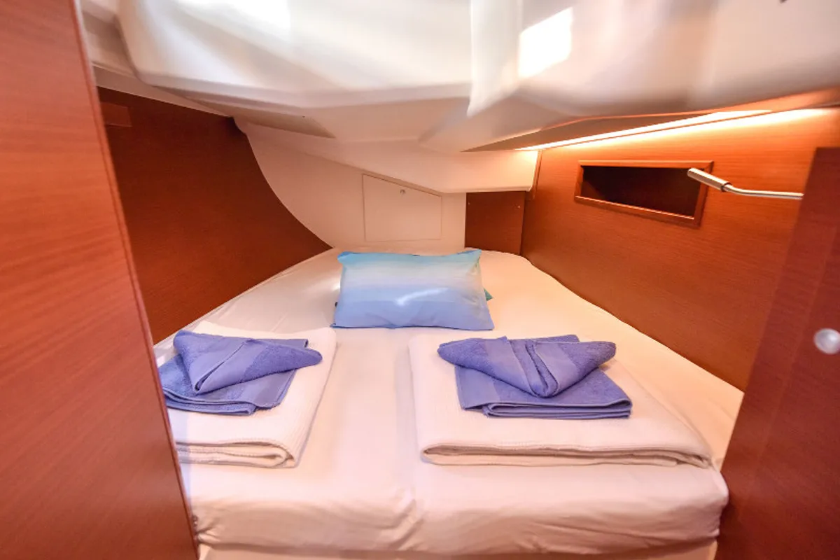 Cabin on Gobun, a Hanse Yachts Hanse 458 sailboat at Fethiye, Turkey