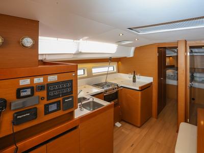 Galley of Nygma Prime, a Jeanneau Sun Odyssey 490 sailboat at Grad Kaštela, Croatia