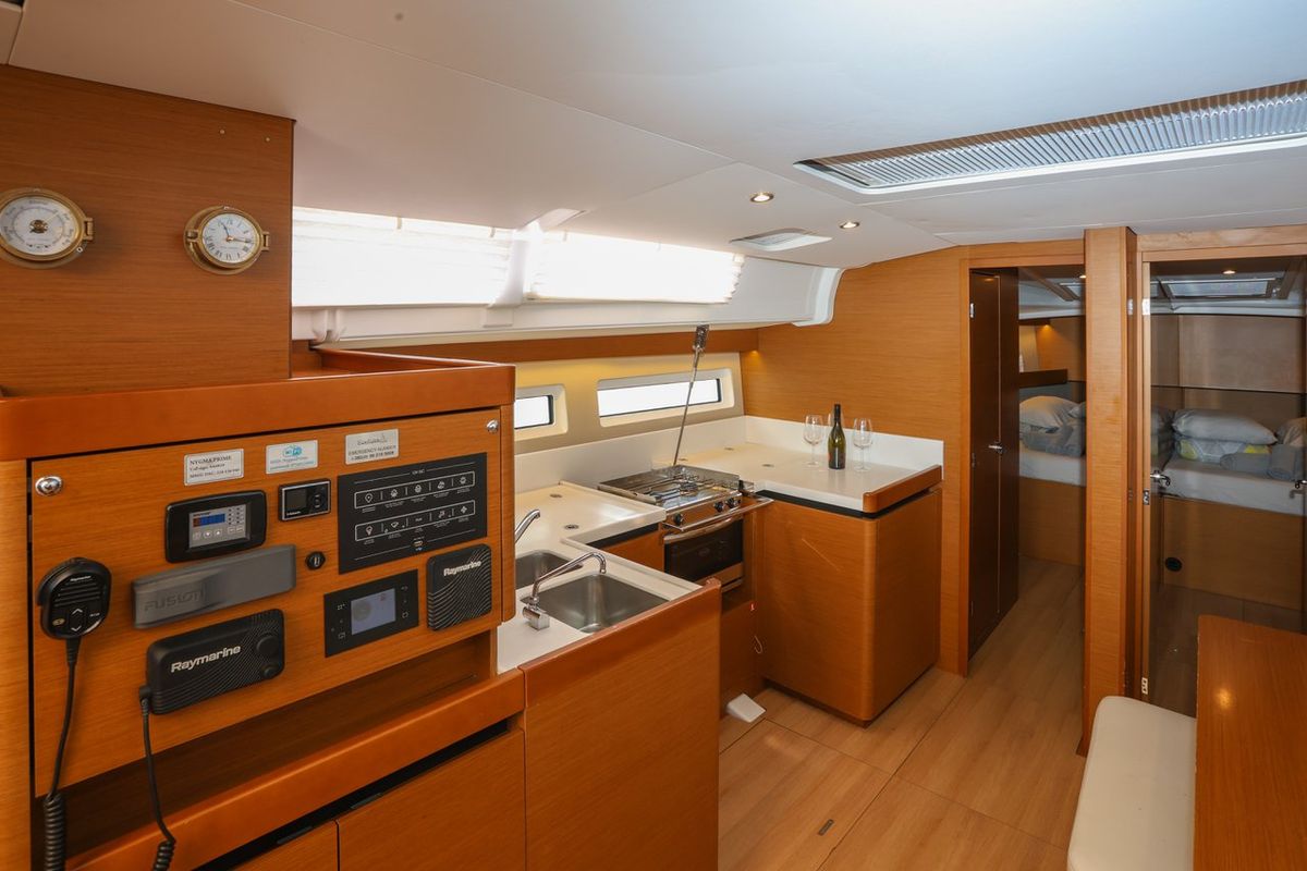 Galley of Nygma Prime, a Jeanneau Sun Odyssey 490 sailboat at Grad Kaštela, Croatia