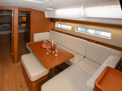 Salon of Nygma Prime, a Jeanneau Sun Odyssey 490 sailboat at Grad Kaštela, Croatia