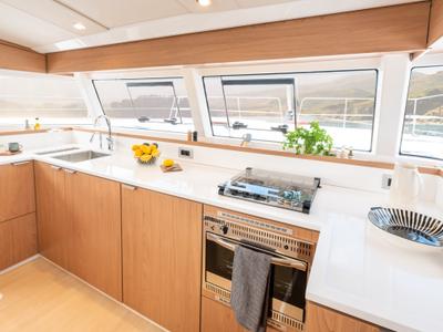 Galley of Le Petite Prince, a Bali Catsmart OW catamaran at Grad Kaštela, Croatia