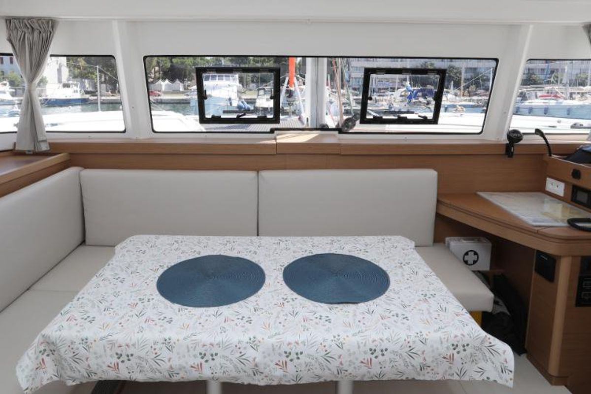 Salon of Gold Kiss, a Excess 11 - 4 + 1 + 1 cab. catamaran at Split, Croatia