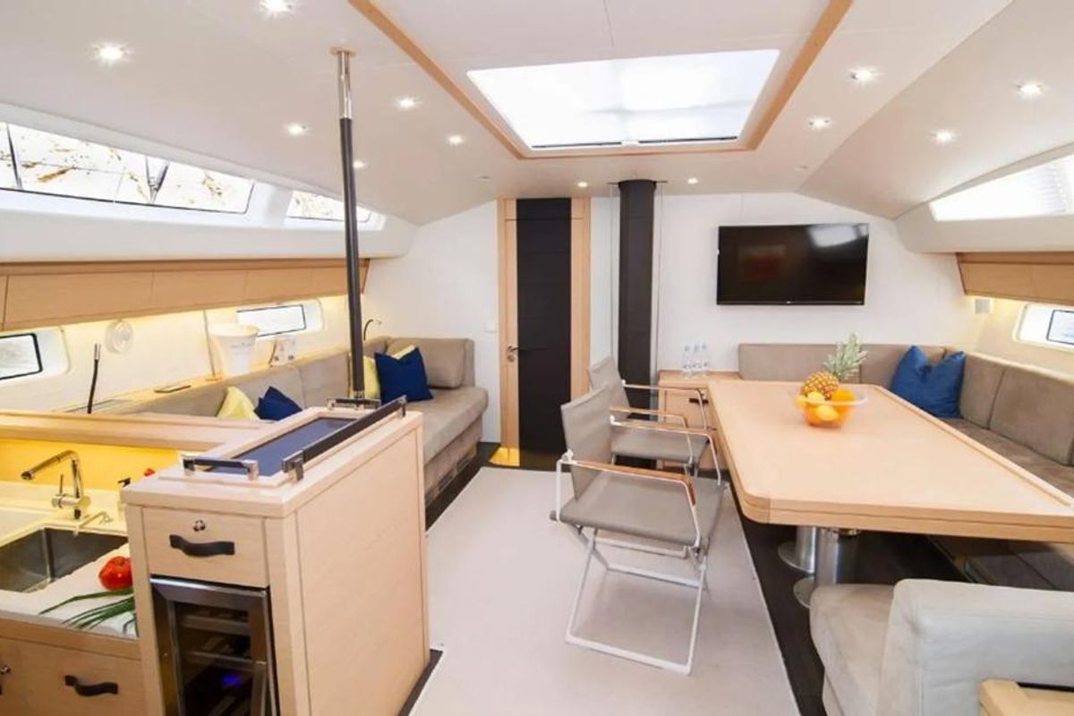 Salon of Aria, a Jeanneau 64 sailboat at Grad Pula, Croatia