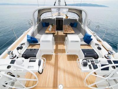 Cockpit of Aria, a Jeanneau 64 sailboat at Grad Pula, Croatia