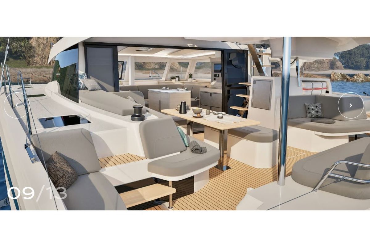FP 44, a Fountaine Pajot New 44 catamaran at es Jonquet, Spain