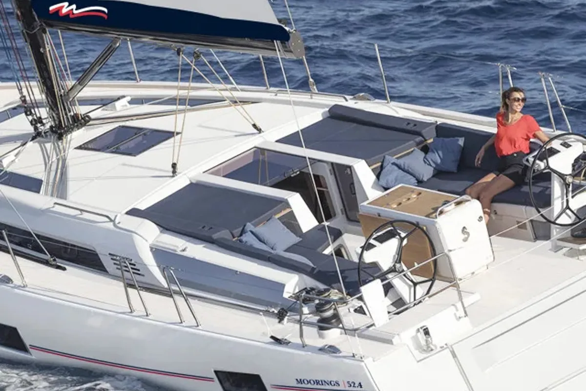 Exterior view of Moorings 52.4 Club, a Jeanneau Sun Odyssey 52.2 sailboat at Marigot, France