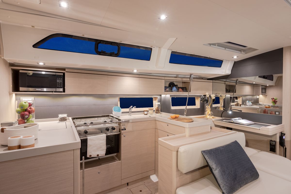 Galley of Moorings 52.4 Club, a Jeanneau Sun Odyssey 52.2 sailboat at Marigot, France
