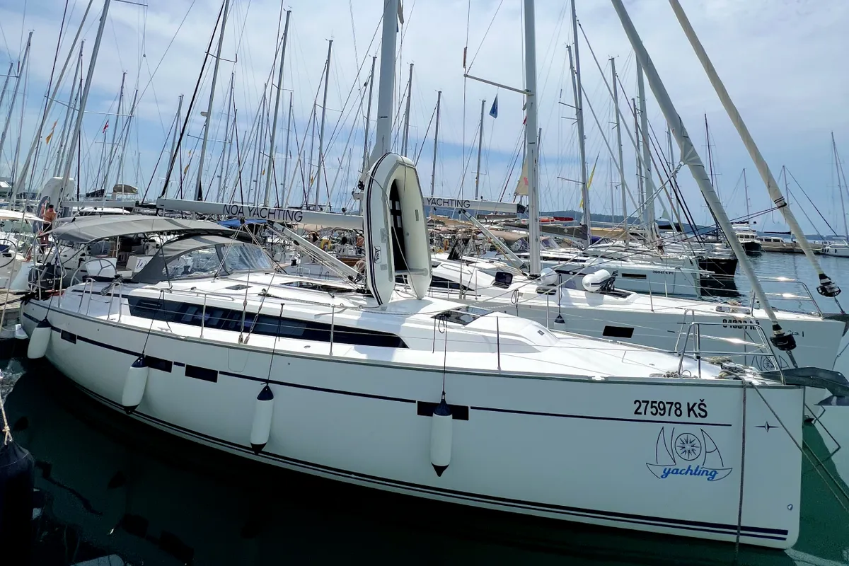 Exterior view of Sailuxe - Gloria, a Bavaria Cruiser 46 sailboat at Grad Kaštela, Croatia