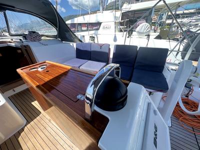 Deck of Sailuxe - Gloria, a Bavaria Cruiser 46 sailboat at Grad Kaštela, Croatia