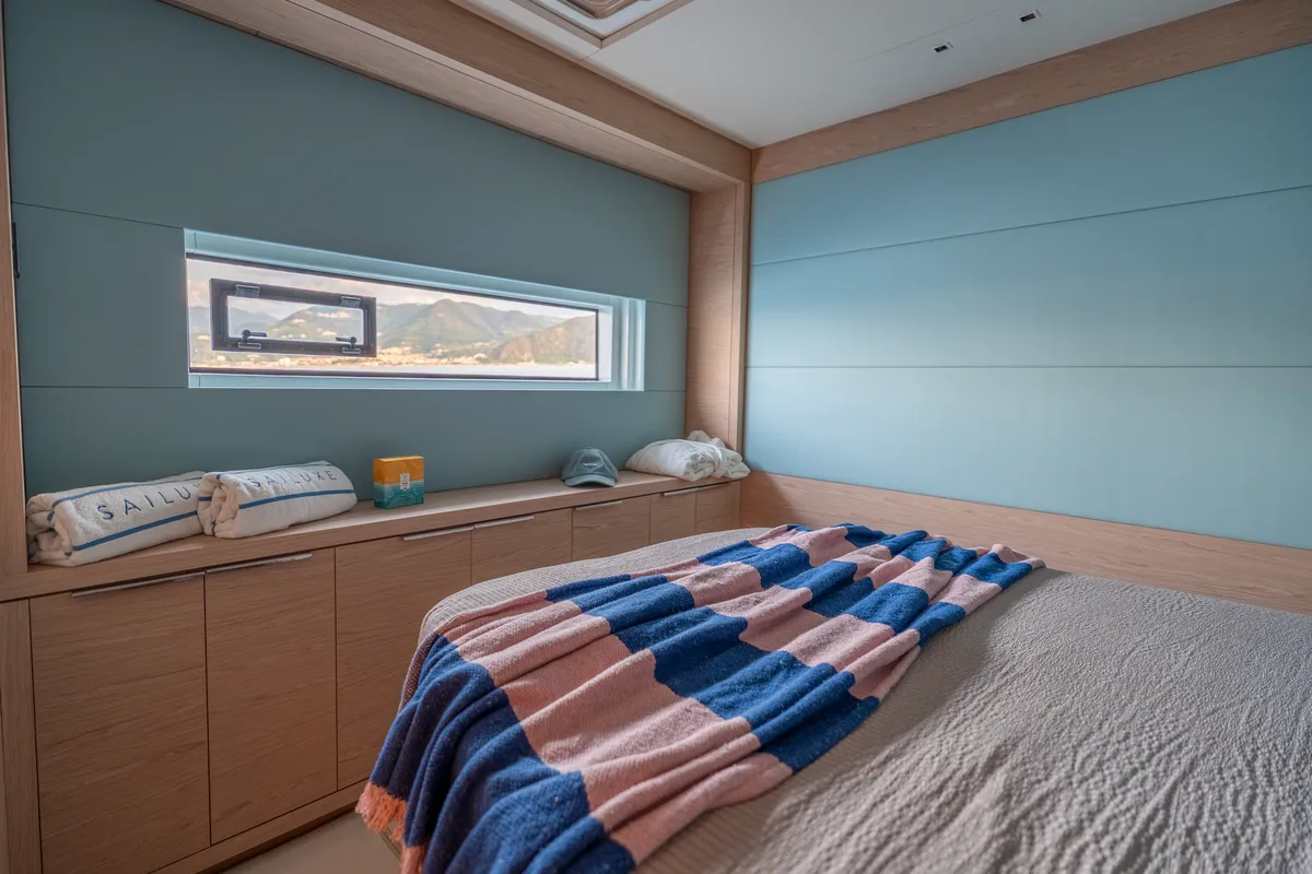 Cabin on Sailuxe - Gloria, a Lagoon Sixty 5 catamaran at Olbia, Italy