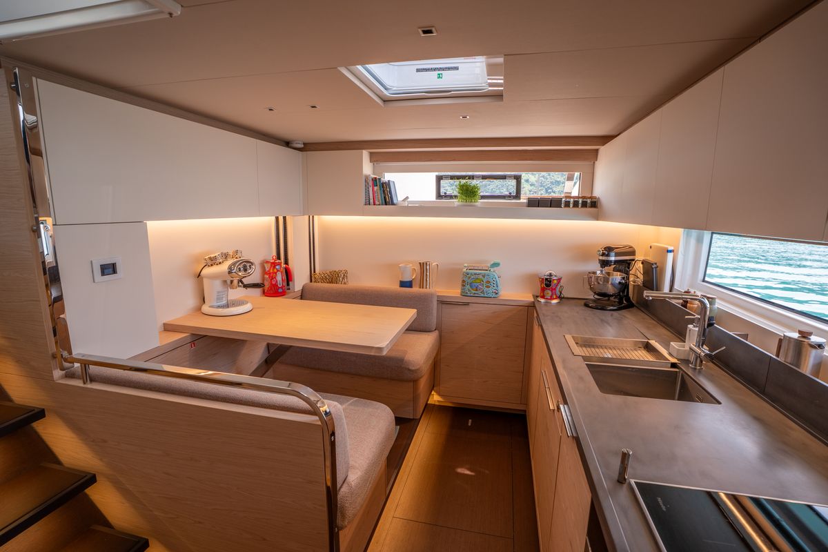 Galley of Sailuxe - Gloria, a Lagoon Sixty 5 catamaran at Olbia, Italy