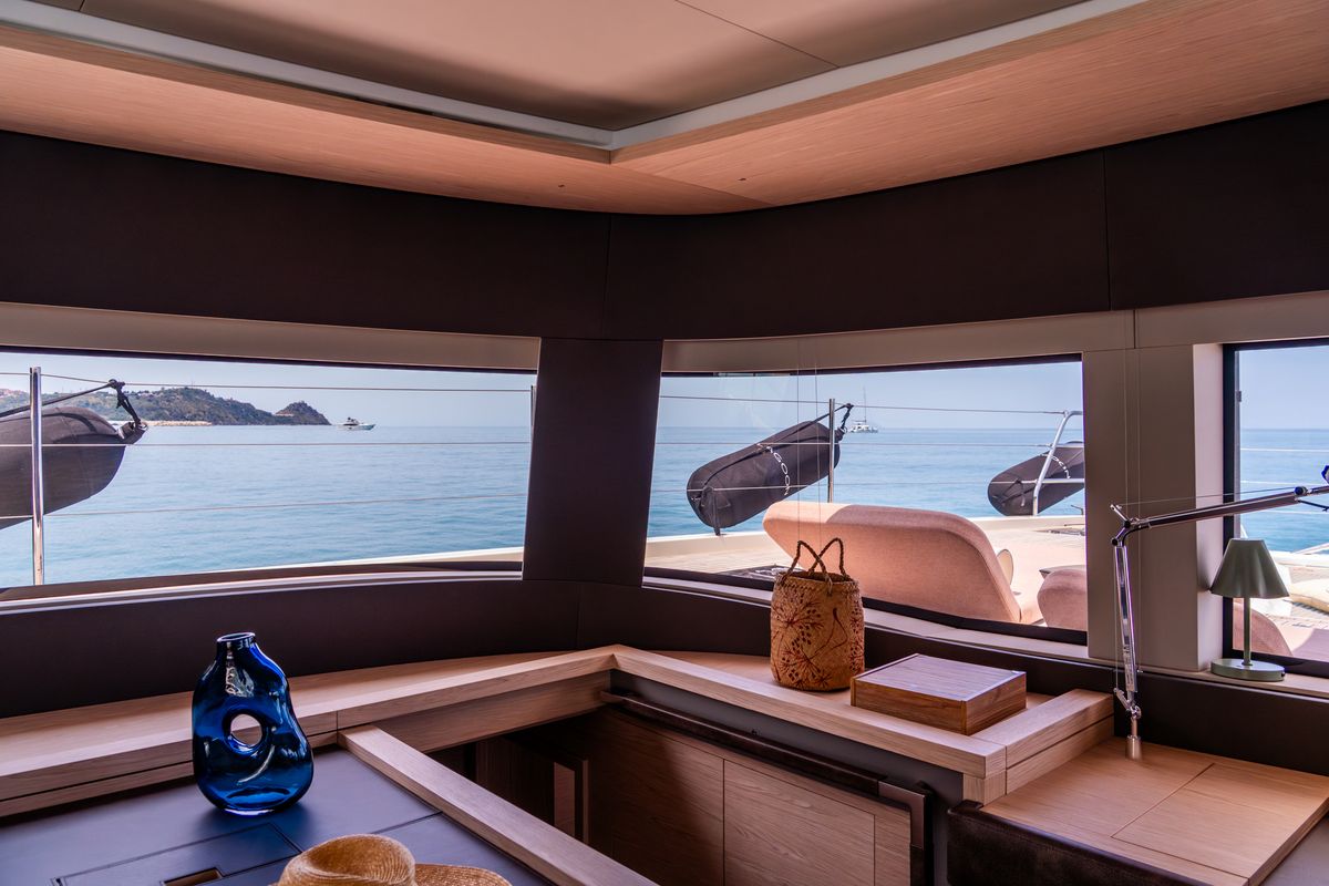 Salon of Sailuxe - Gloria, a Lagoon Sixty 5 catamaran at Olbia, Italy
