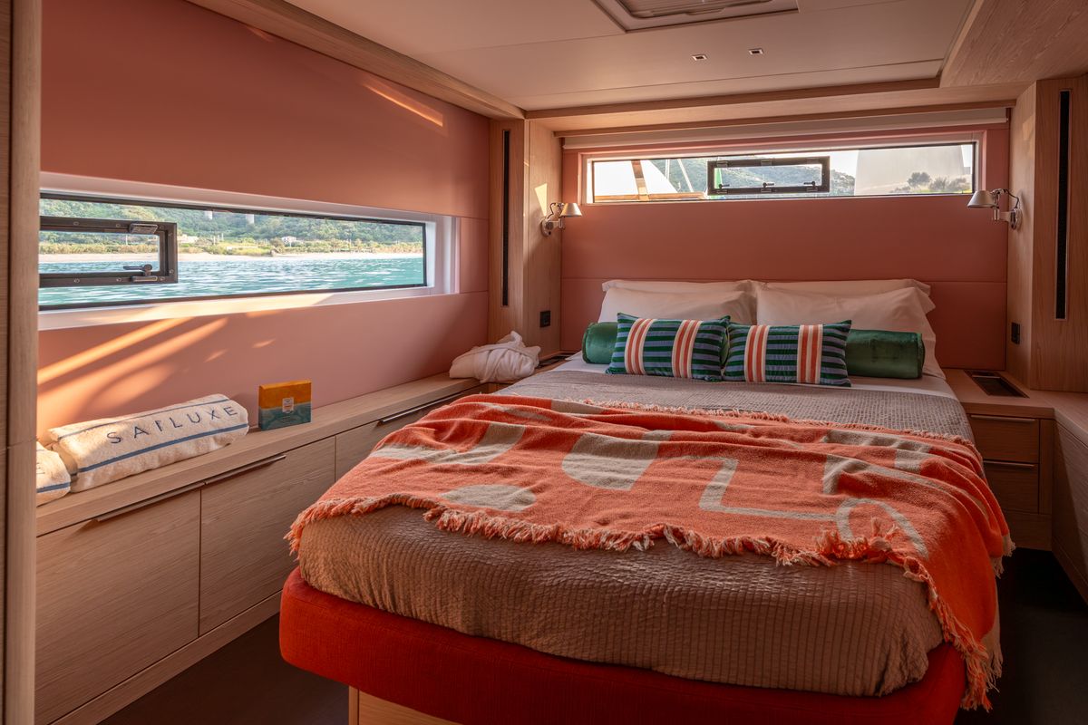 Cabin on Sailuxe - Gloria, a Lagoon Sixty 5 catamaran at Olbia, Italy