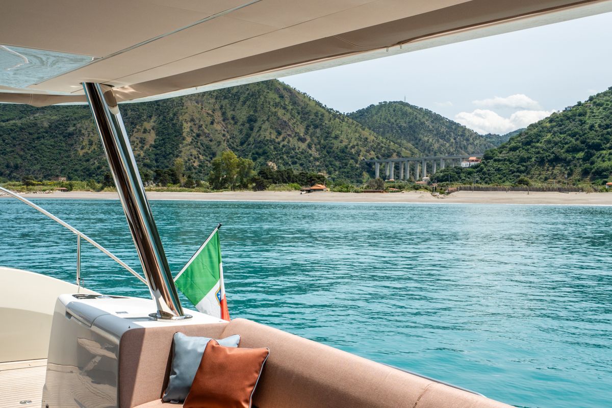 Deck of Sailuxe - Gloria, a Lagoon Sixty 5 catamaran at Olbia, Italy