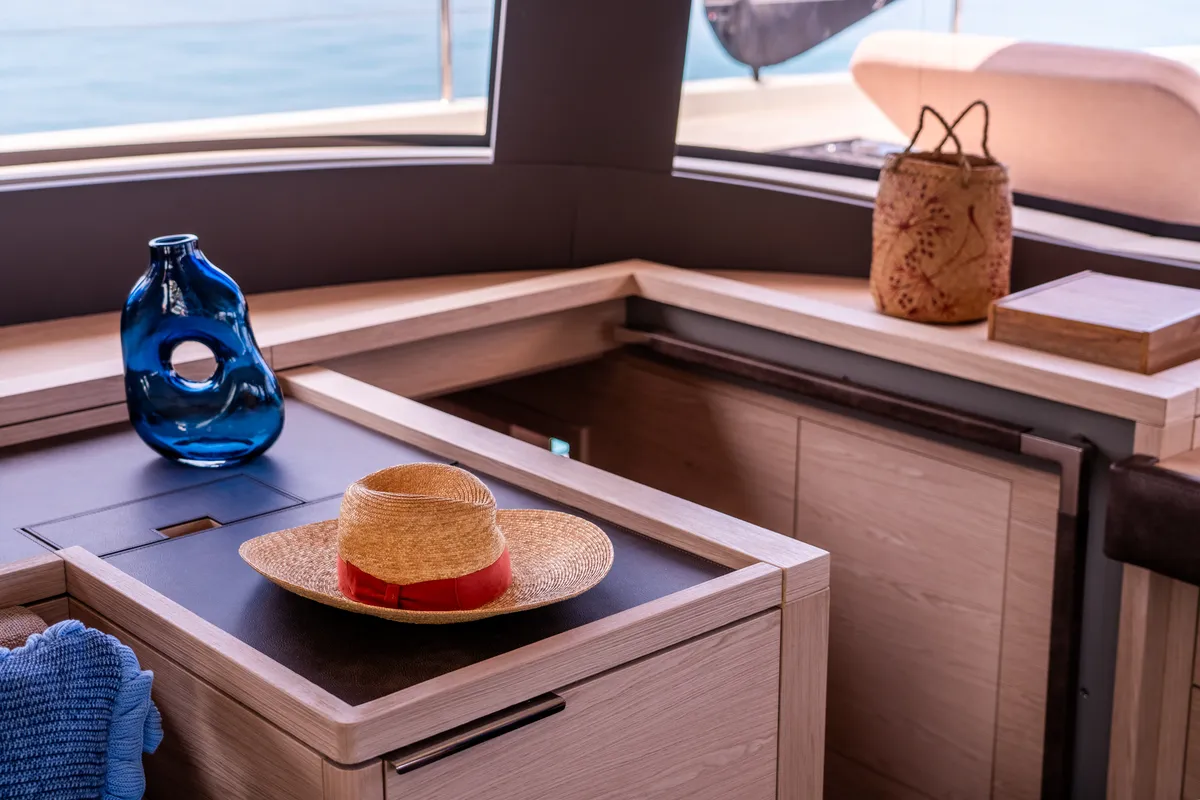 Salon of Sailuxe - Gloria, a Lagoon Sixty 5 catamaran at Olbia, Italy