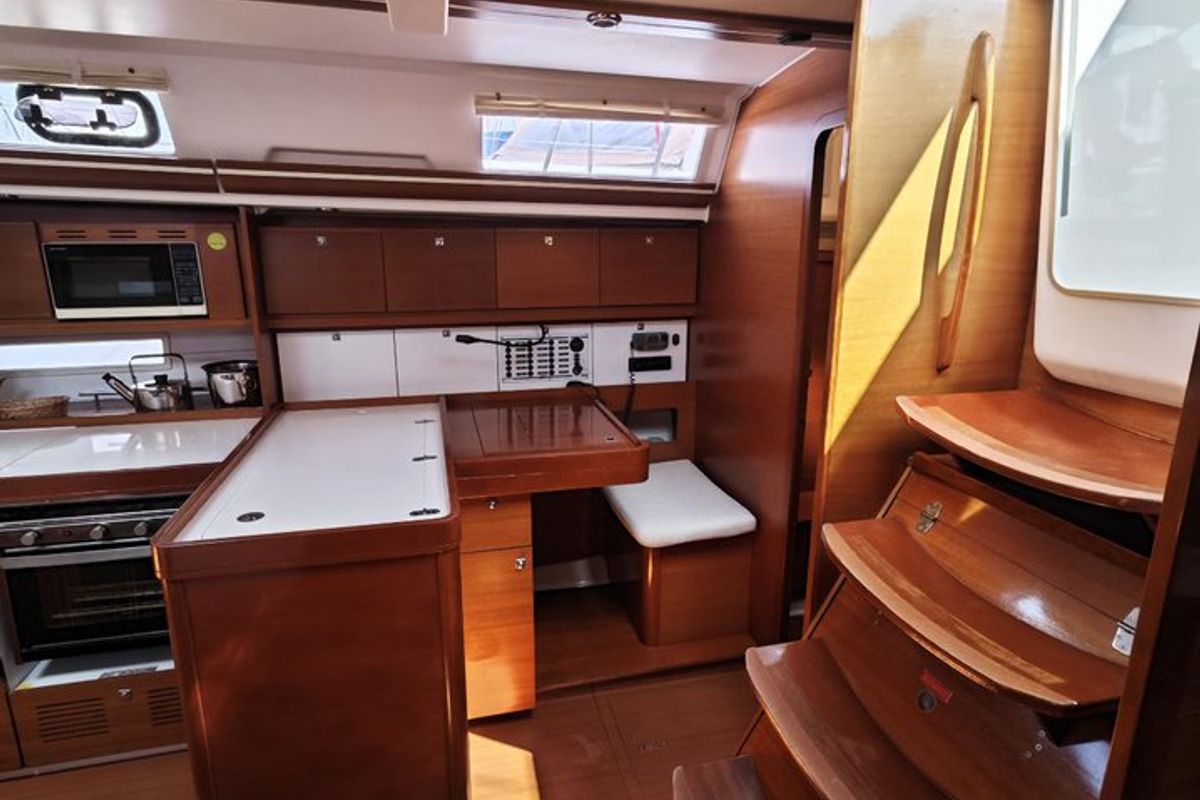 Galley of Grace, a Dufour 450 GL sailboat at Fethiye, Turkey