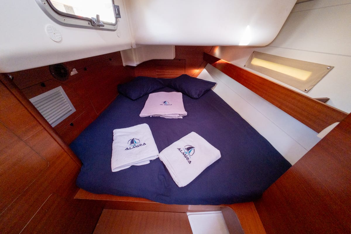 Cabin on Grace, a Dufour 450 GL sailboat at Fethiye, Turkey