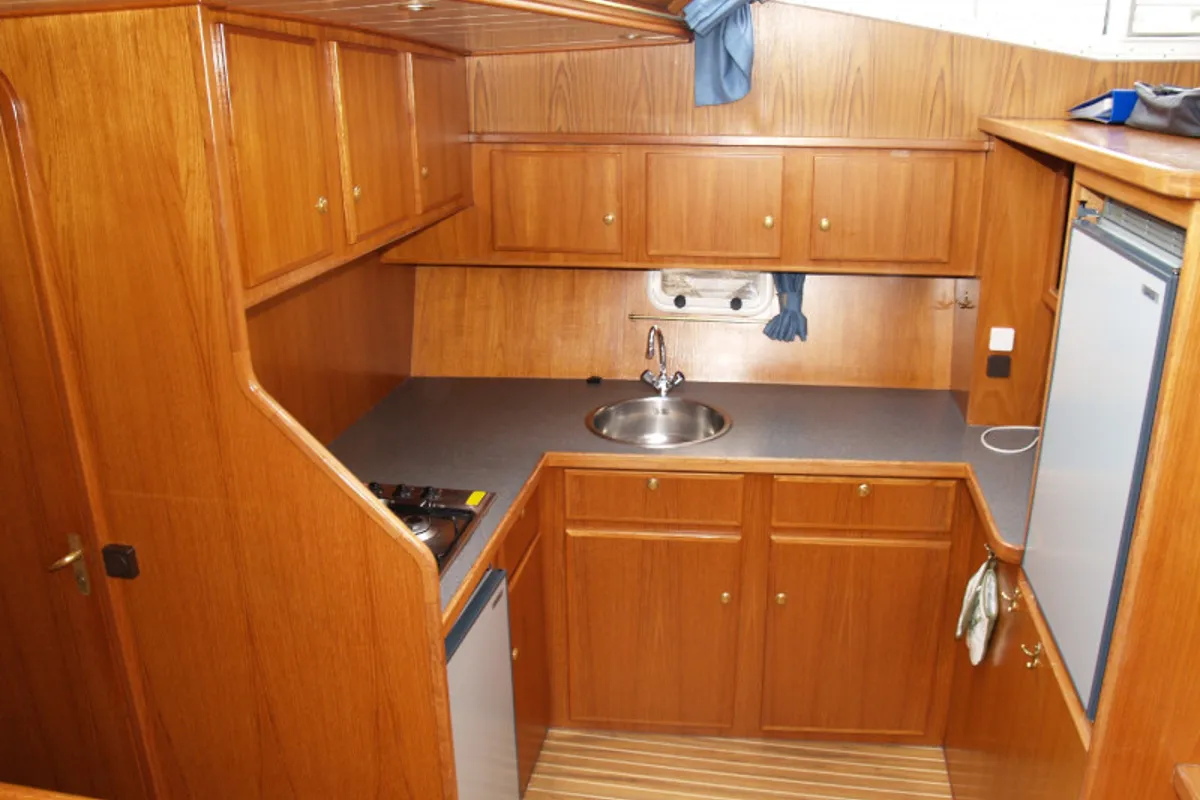 Galley of Drait 33, a De Drait Renal 50 motorboat at Drachten, Netherlands