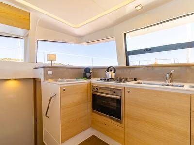 Galley of Sofia, a Bali 4.1 catamaran at Preveza, Greece