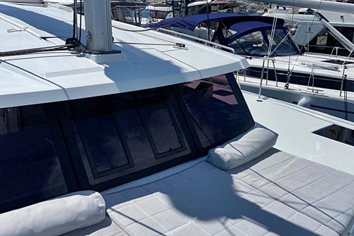 Deck of Ninoa, a Fountaine Pajot Isla 40 catamaran at Općina Rogoznica, Croatia