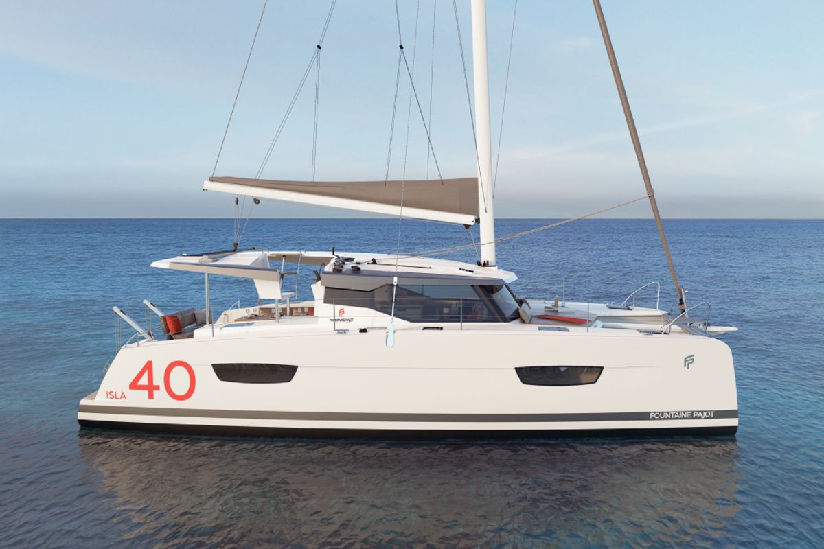Exterior view of Ninoa, a Fountaine Pajot Isla 40 catamaran at Općina Rogoznica, Croatia