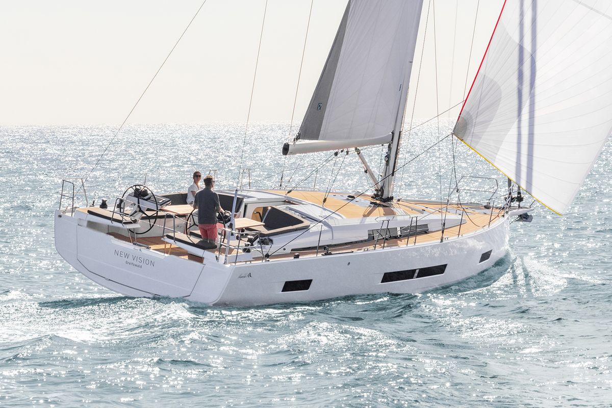 Exterior view of Stargirl - OW, a Hanse Yachts Hanse 460 sailboat at Grad Kaštela, Croatia