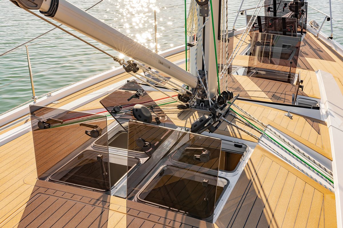 Deck of Stargirl - OW, a Hanse Yachts Hanse 460 sailboat at Grad Kaštela, Croatia