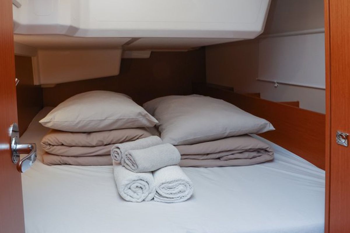 Cabin on Sobra, a Bavaria C38 sailboat at Grad Kaštela, Croatia
