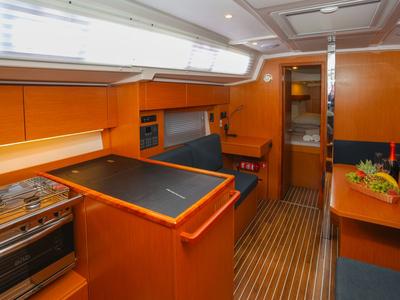 Galley of Sobra, a Bavaria C38 sailboat at Grad Kaštela, Croatia
