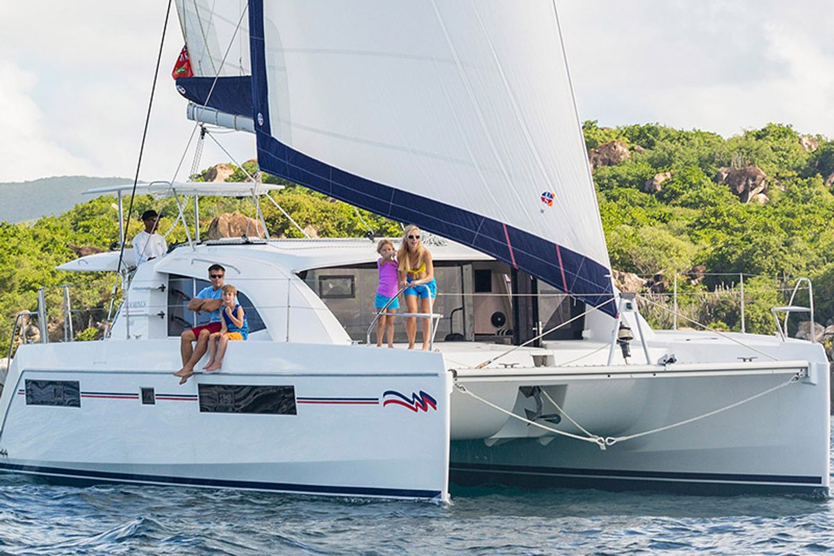Exterior view of Moorings 4000/3 Club, a Leopard 40 catamaran at Općina Marina, Croatia
