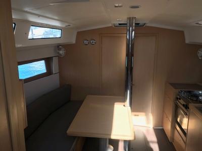 Salon of Zosma, a Beneteau Oceanis 38.1 sailboat at Rosignano Solvay, Italy