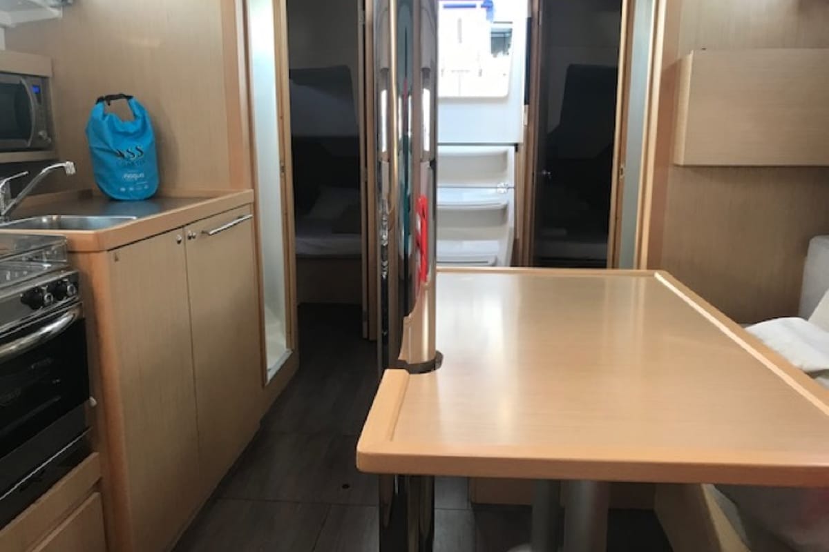 Galley of Zosma, a Beneteau Oceanis 38.1 sailboat at Rosignano Solvay, Italy