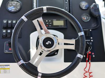 Cockpit of Angela, a Beneteau Antares 8 OB motorboat at Grad Biograd na Moru, Croatia