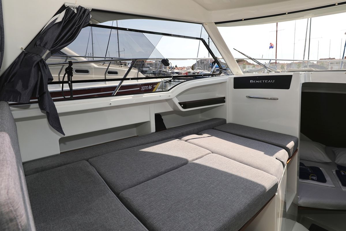 Salon of Angela, a Beneteau Antares 8 OB motorboat at Grad Biograd na Moru, Croatia