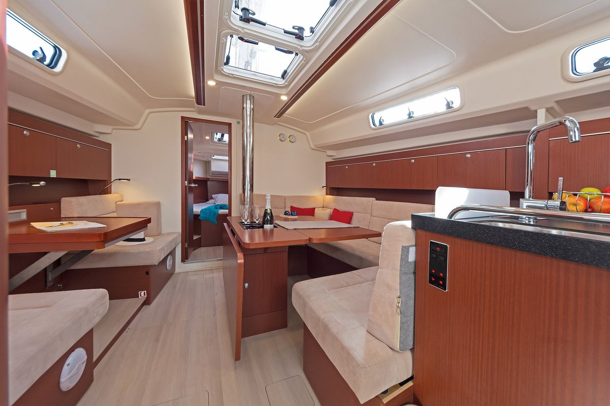 Salon of Kuro Siwo, a Hanse Yachts Hanse 415 sailboat at Municipal Unit of Rhodes, Greece