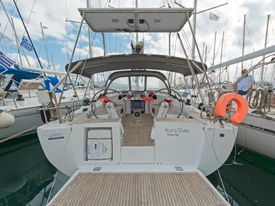 Deck of Kuro Siwo, a Hanse Yachts Hanse 415 sailboat at Municipal Unit of Rhodes, Greece