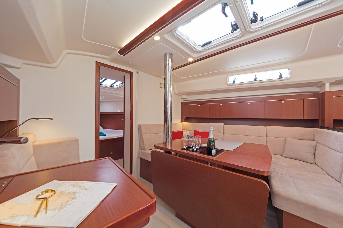Salon of Kuro Siwo, a Hanse Yachts Hanse 415 sailboat at Municipal Unit of Rhodes, Greece