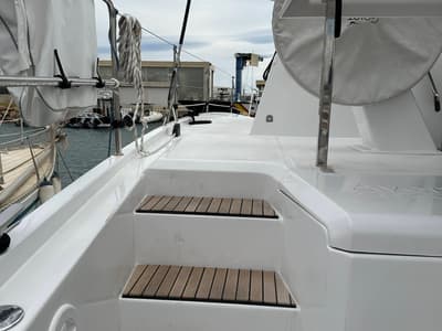 Deck of Manalua, a Aventura Catamarans Aventura 37 catamaran at Valencia, Spain