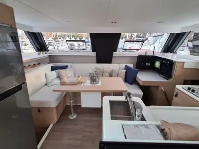 Salon of Manalua, a Aventura Catamarans Aventura 37 catamaran at Valencia, Spain
