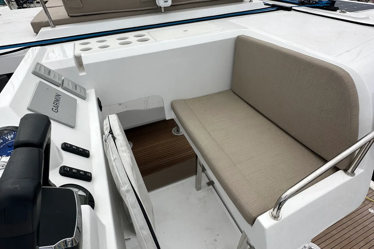 Cockpit of Manalua, a Aventura Catamarans Aventura 37 catamaran at Valencia, Spain