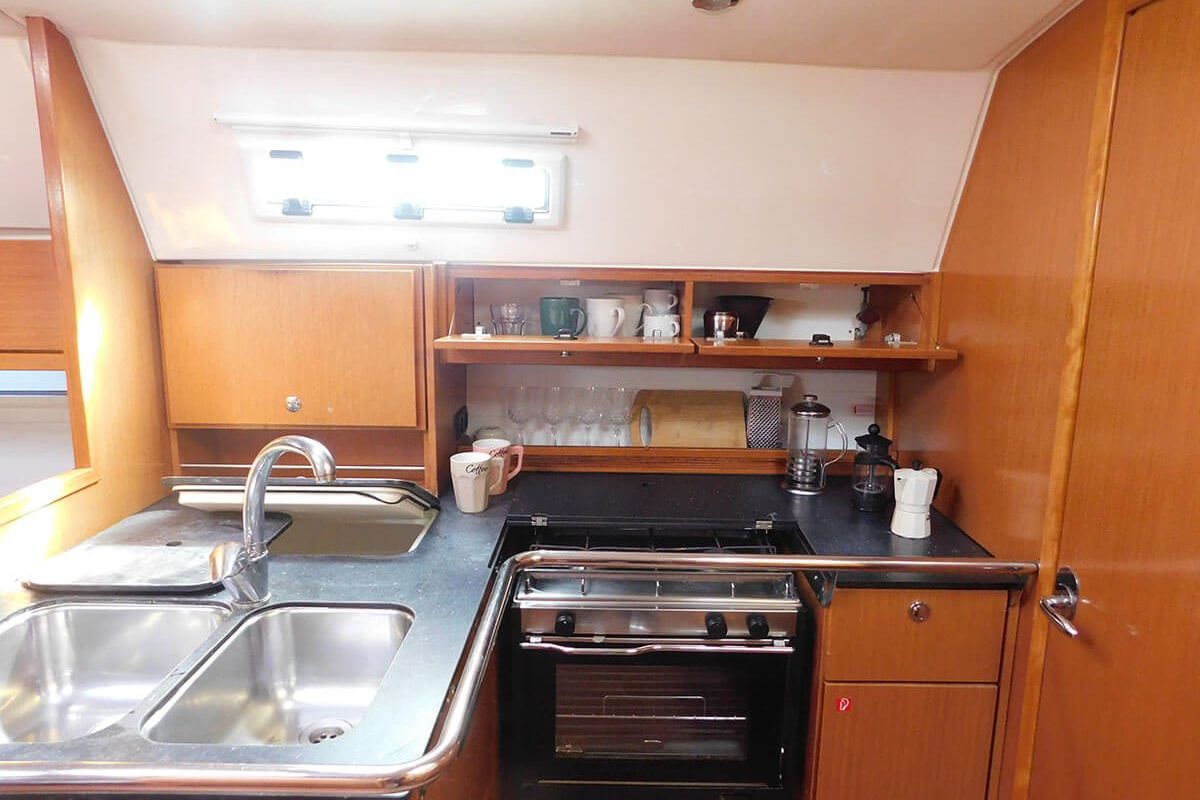 Galley of Ifigenia, a Bavaria Cruiser 36 sailboat at Kontokali, Greece
