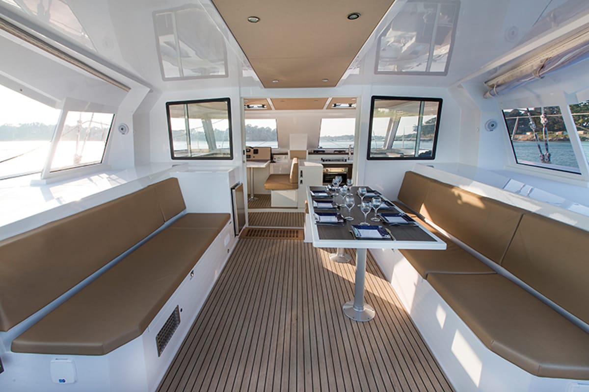Salon of Whale Symphony, a Bavaria Nautitech 40 open NEW catamaran at Tribunj, Croatia