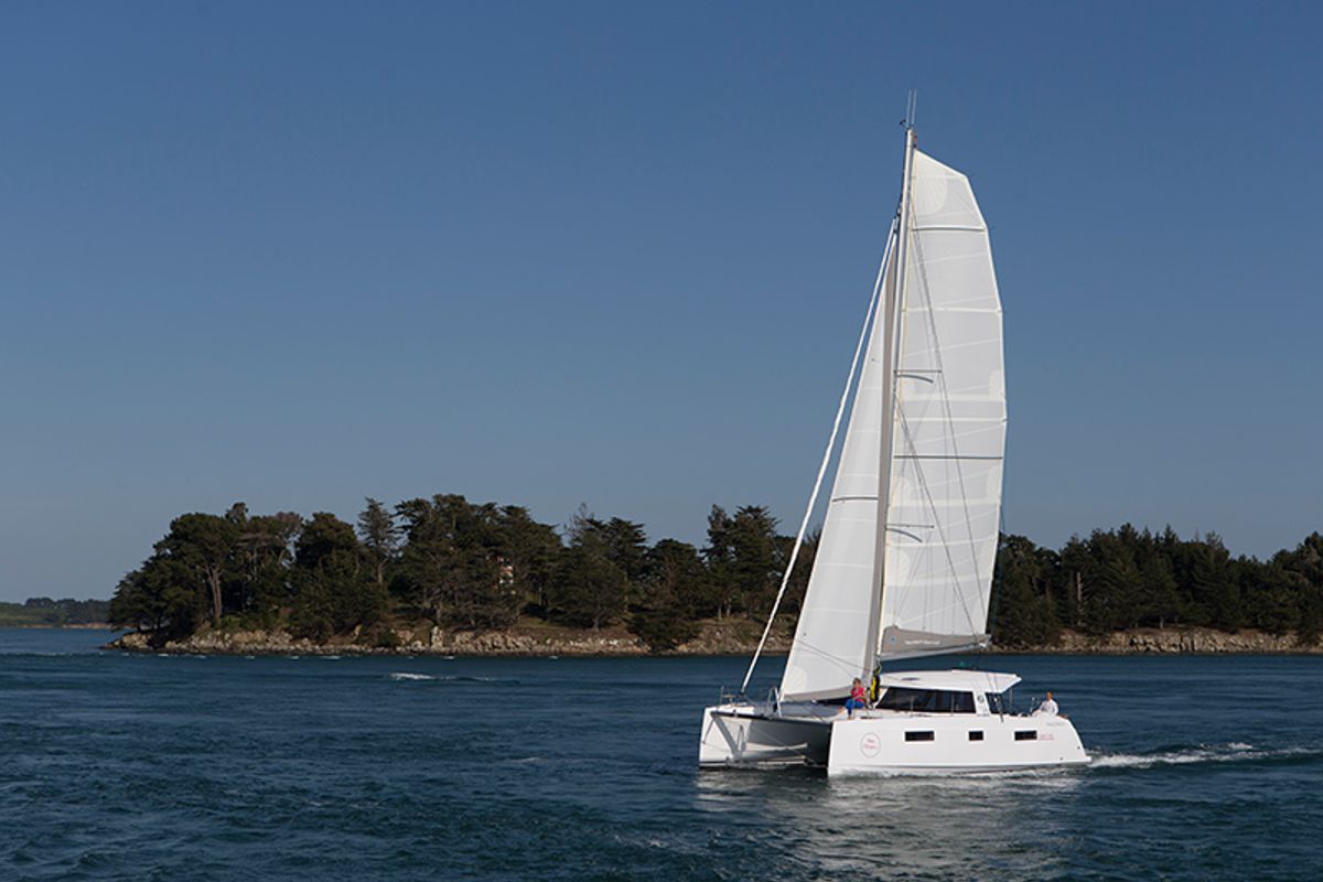 Exterior view of Whale Symphony, a Bavaria Nautitech 40 open NEW catamaran at Tribunj, Croatia