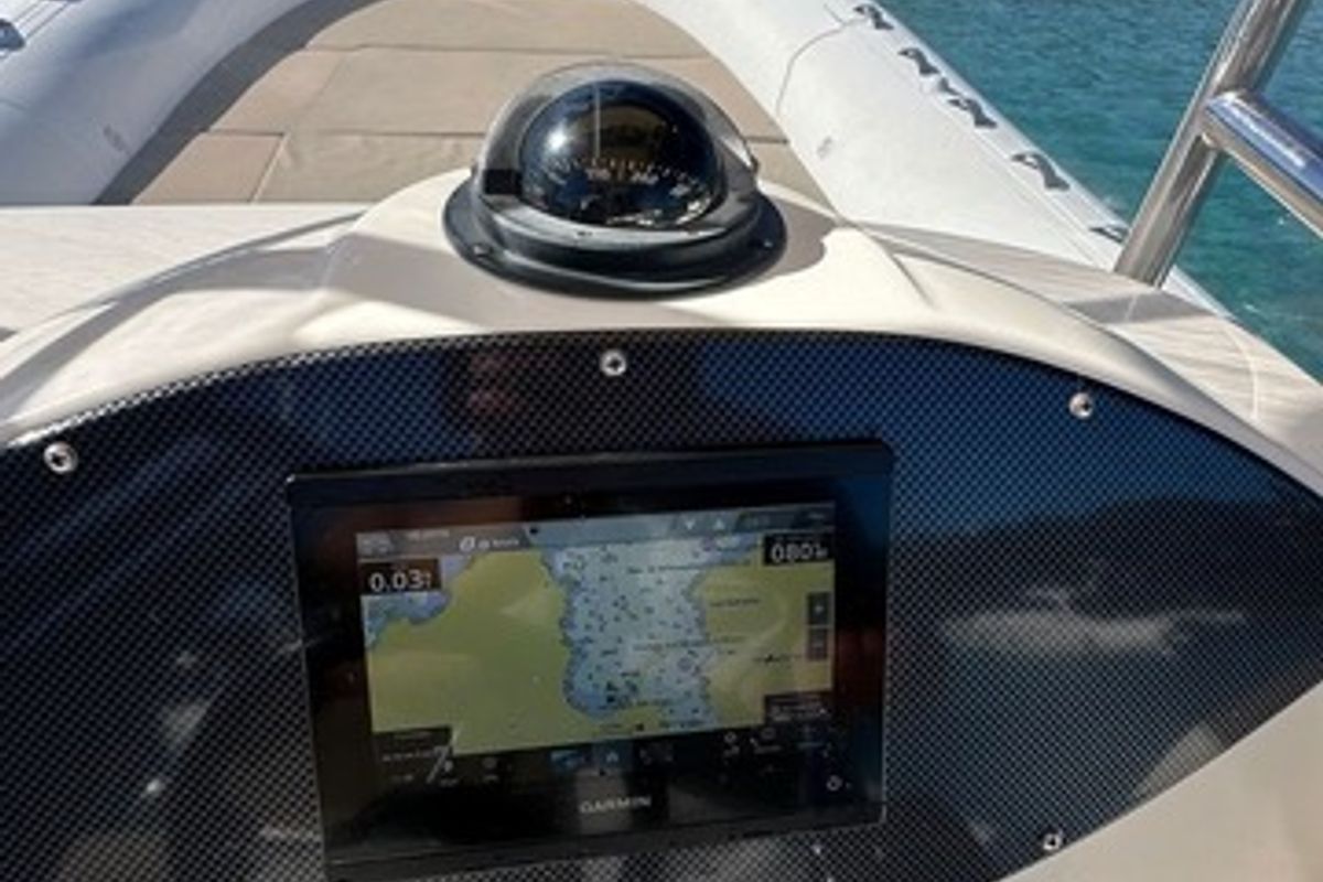 Cockpit of Cap Sun 2024, a Gulet Motorboat motorboat at Poltu Quatu, Italy