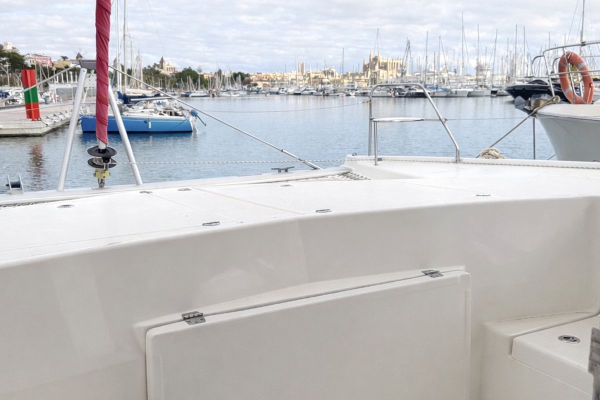 Deck of Portals Vells, a Leopard 44 catamaran at Palma de Mallorca, Spain