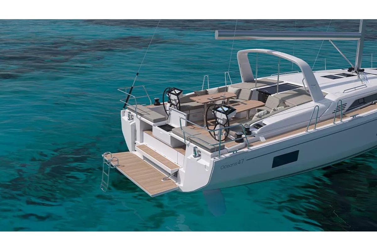 Exterior view of Eurania - Comfort line, a Beneteau Oceanis 47 sailboat at Tonnarella, Italy