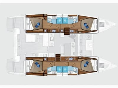 Floor plan of SKY LIMIT, a Lagoon 46 catamaran at Athens, Greece