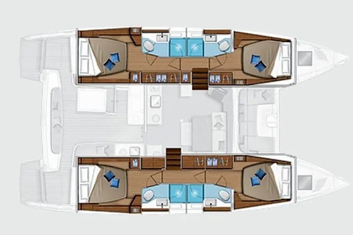 Floor plan of SKY LIMIT, a Lagoon 46 catamaran at Athens, Greece